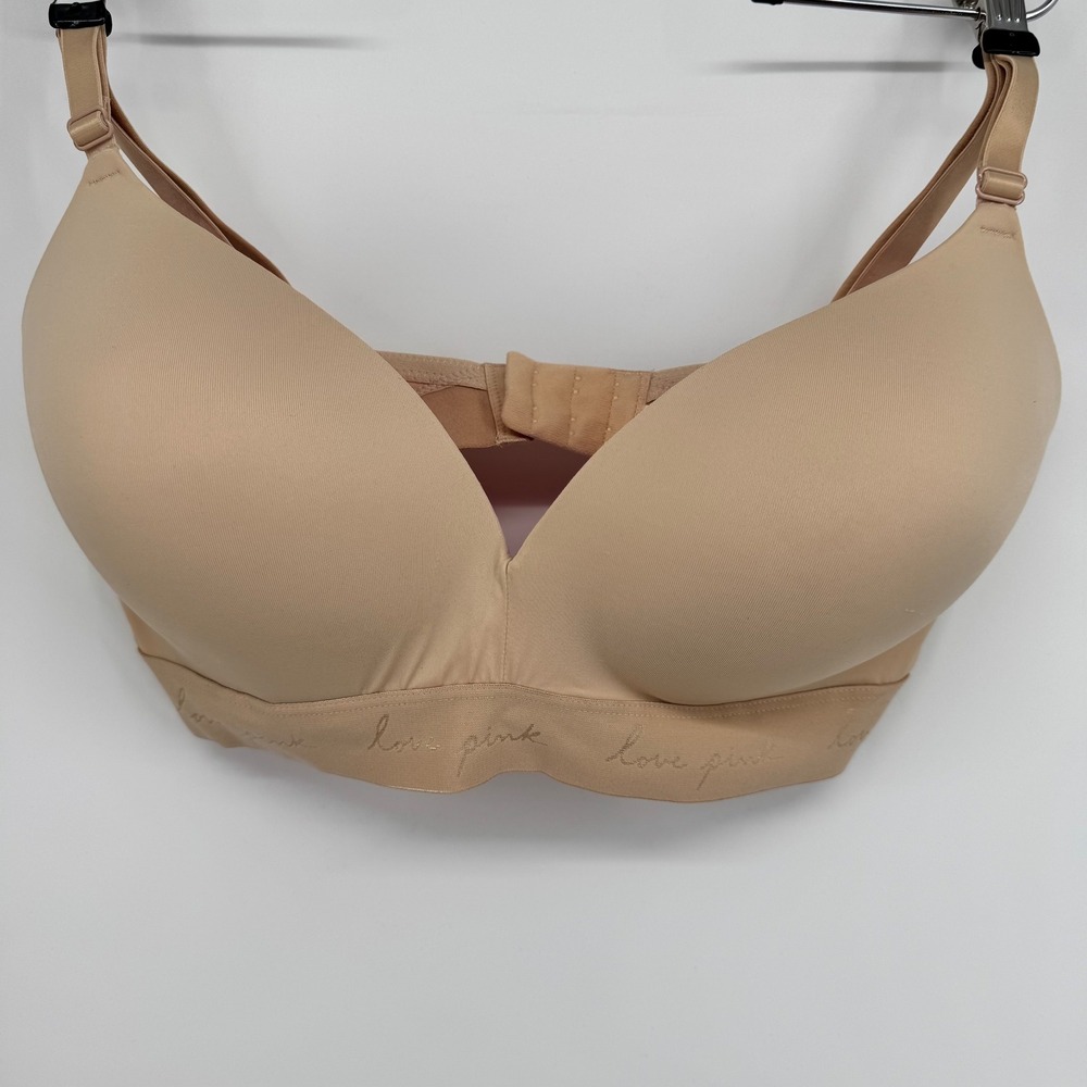 Victorias Secret PINK Wear Everywhere Wireless Push Up Bra Nude Beige 38DD